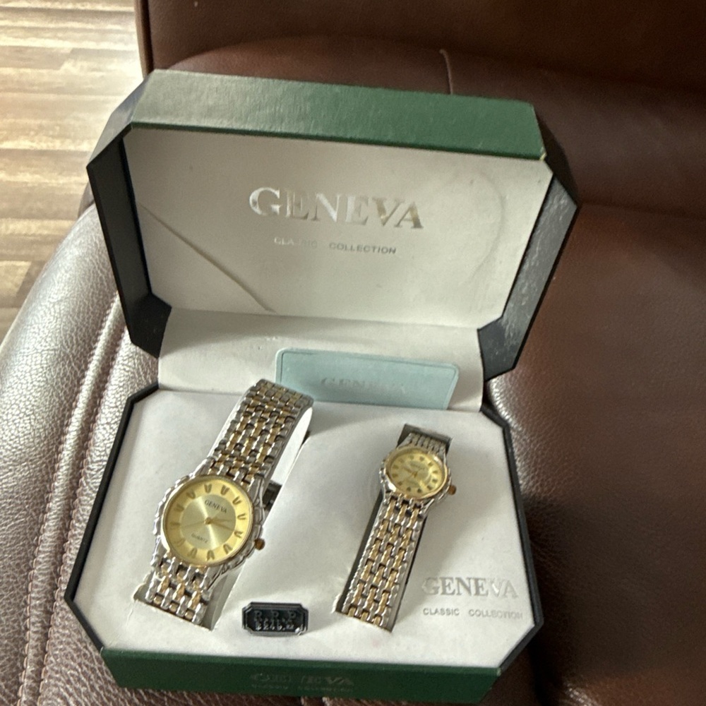 Geneva Men's Gold and Silver Watch Duo